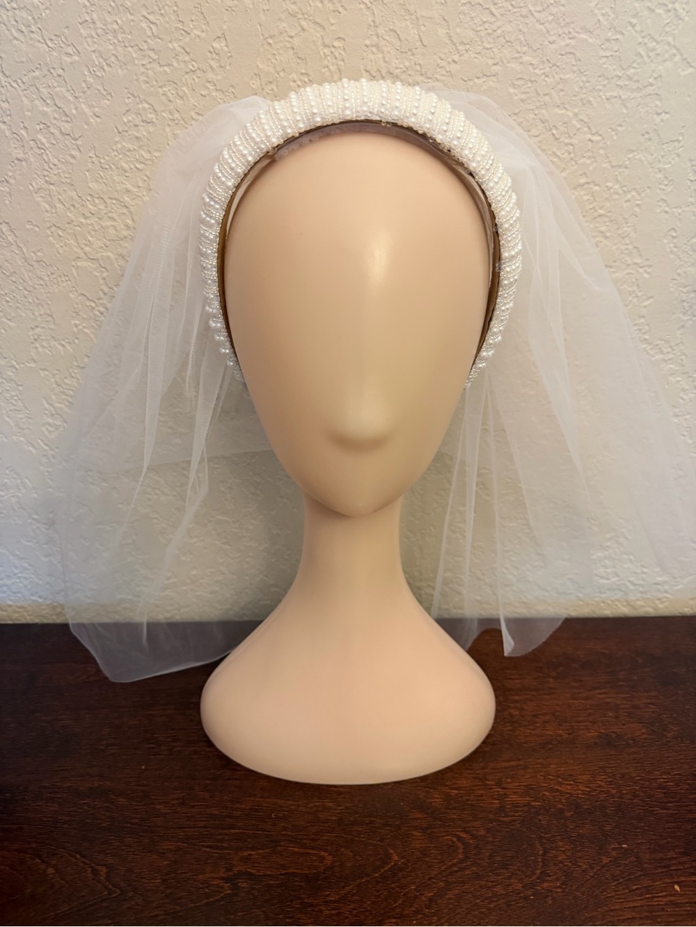 Pearl Headband Tulle Veil Bridal Wedding Headpiece First Communion Removable